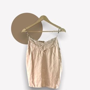 Pink/cream lace tank top